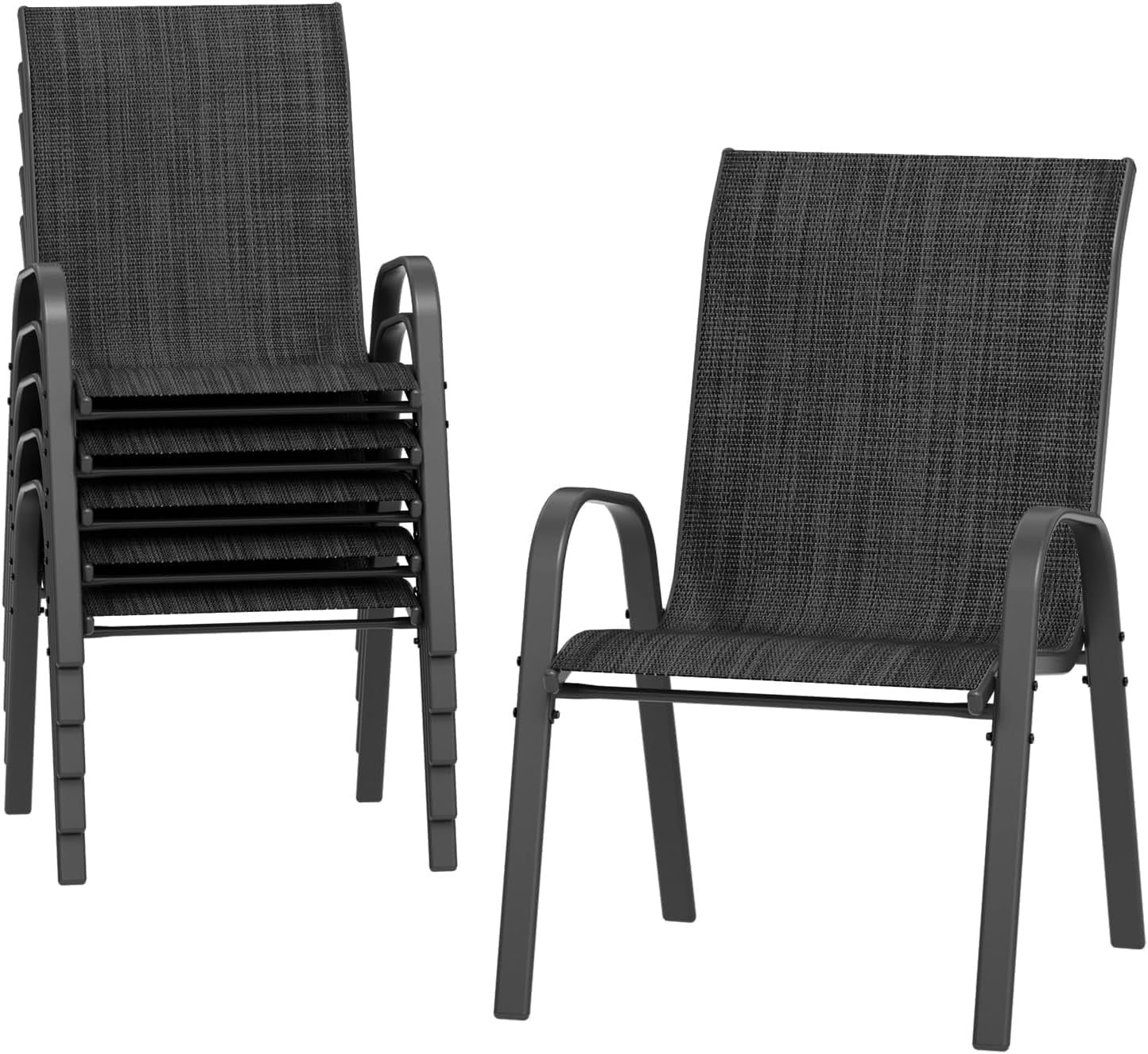 Outdoor Dining Chairs with Breathable Seat and Backrest for Backyard Porch Poolside-1 Piece