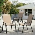 thumbnail image 1 of ELPOSUN Patio Chairs Set of 6, Outdoor Stackable Dining Chairs for All Weather, Breathable Garden Outdoor Furniture for Backyard Deck, Khaki, 1 of 5