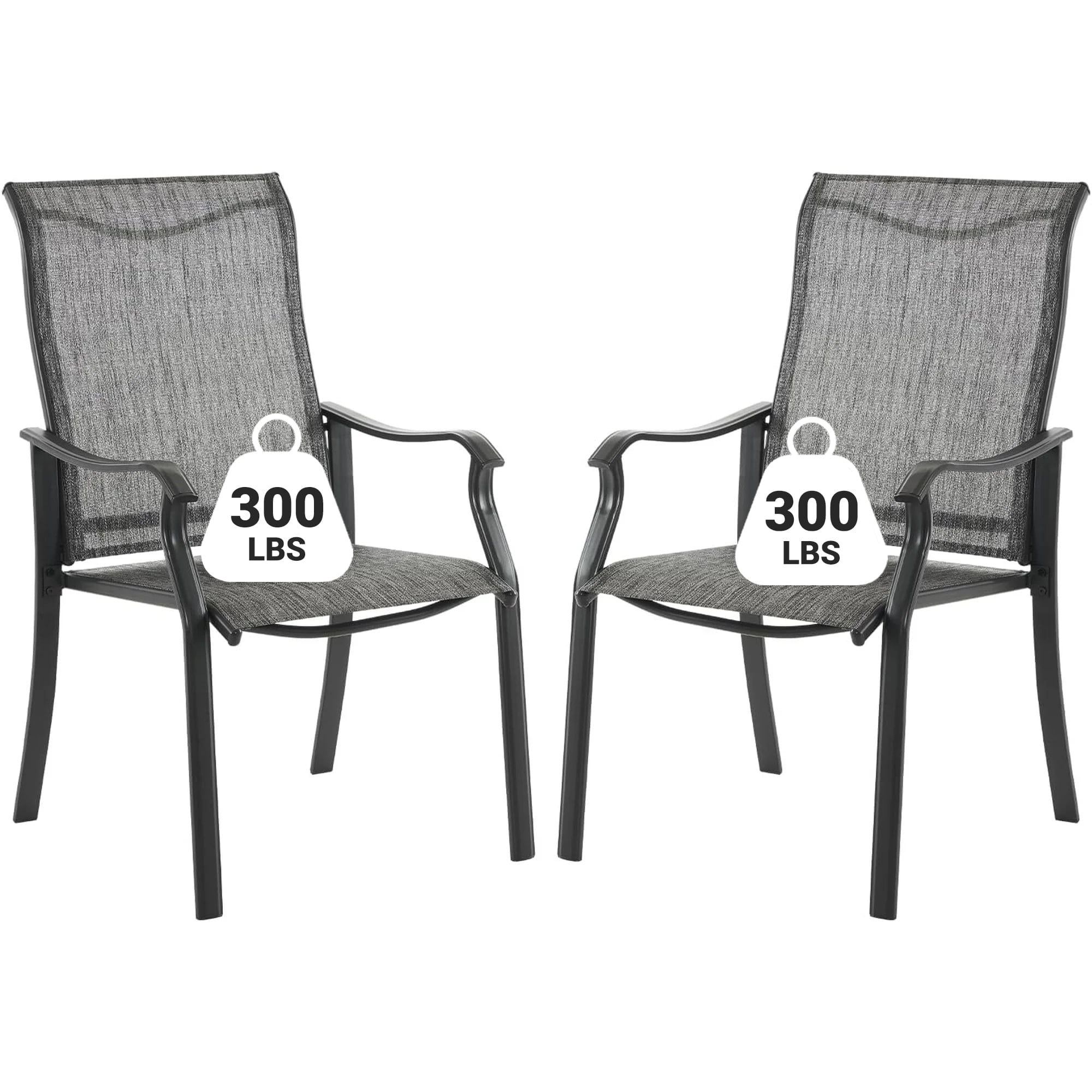 Elposun Set of 2 Patio Dining Chairs with High Back, Textilene Fabric, Outdoor Use, Dark Grey