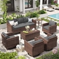 thumbnail image 1 of ELPOSUN Wicker Outdoor Patio Sectional Sofa Set with Storage Table & Swivel Chairs, 10 Pieces, Grey, 1 of 12