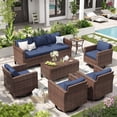 thumbnail image 1 of ELPOSUN Patio Furniture 10 Peces Wicker Outdoor Sectional Sofa Sets, Rattan Conversation Set with Storage Table, Swivel Chairs for Backyard, Pool, Navy（Include Waterproof Covers ）, 1 of 11
