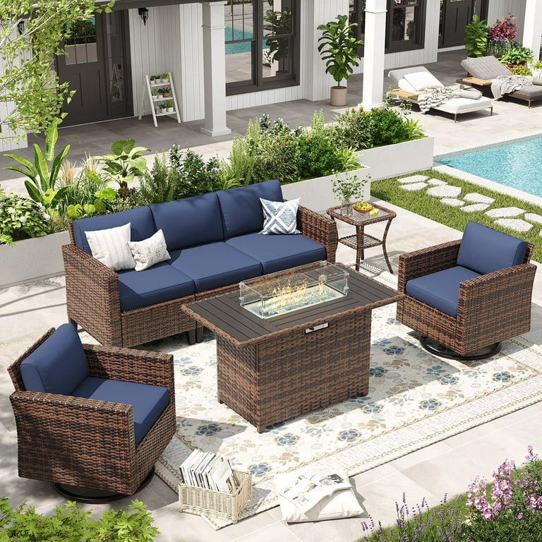 ELPOSUN Patio Furniture Pieces Wicker Outdoor Sectional Sofa