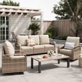 thumbnail image 1 of ELPOSUN 4 Pieces Outdoor Furniture Set with Swivel Chairs 5-Seat Wicker Patio Conversation Set with Thickened Cushions，Outdoor Sectional Chair Sofa Set for Yard Garden Porch, 1 of 9