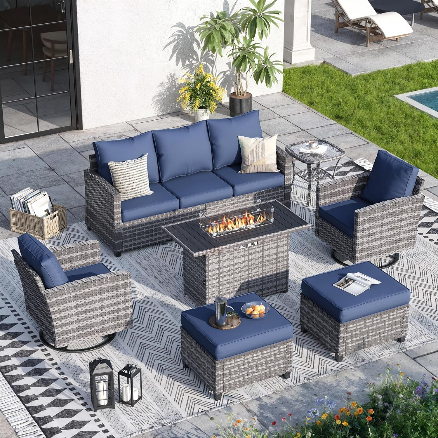 ELPOSUN Patio Furniture Set, 7 Pieces Outdoor Patio Sectional Sofa Set