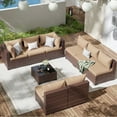 thumbnail image 1 of ELPOSUN Patio Furniture Set, Outdoor Patio Furniture Wicker Furniture Couch Set, 9 Pieces Outdoor Sectional Sofa, Patio Furniture Set, Outdoor Patio Set for Porch Furniture (Beige), 1 of 7