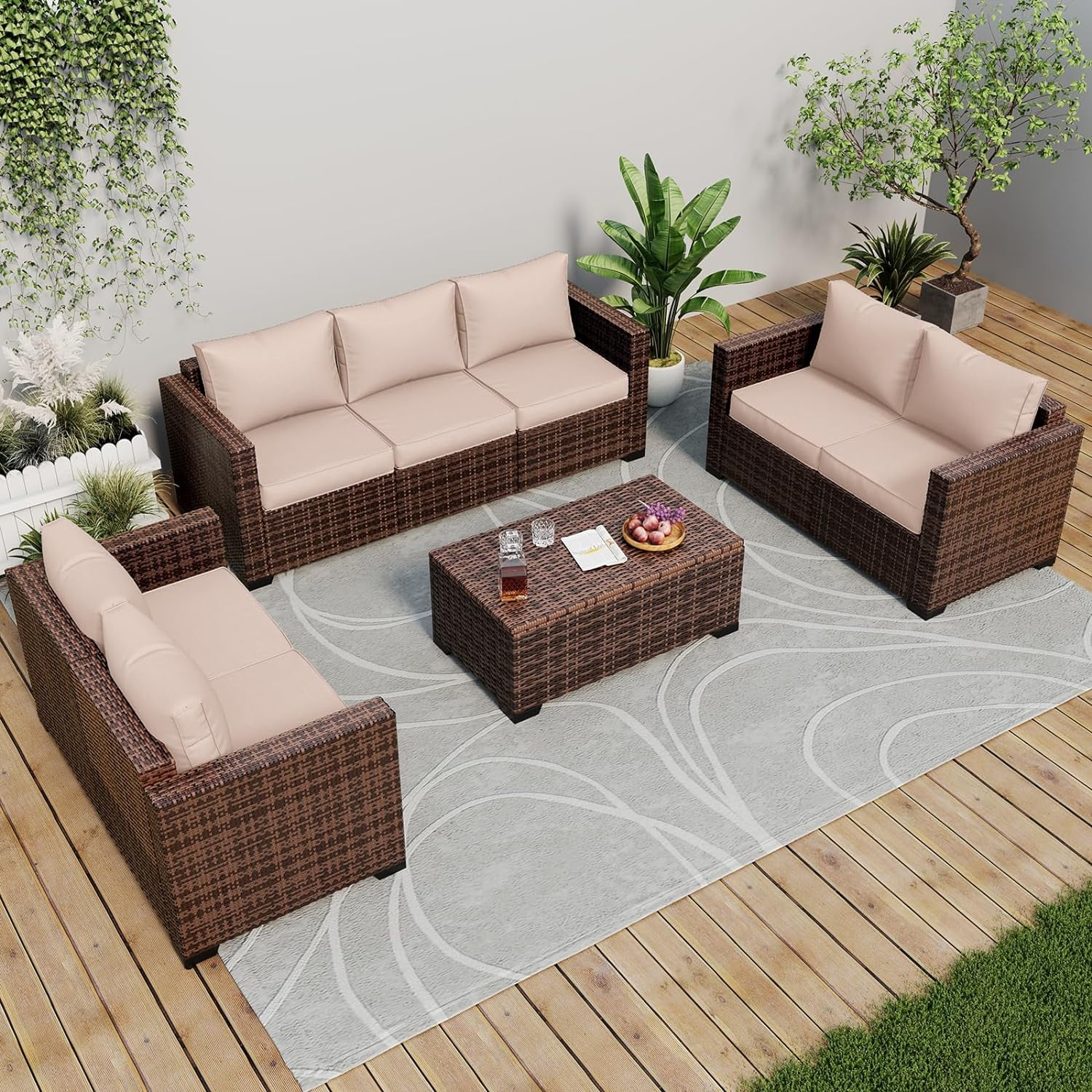 ELPOSUN Patio Furniture Set Outdoor Sectional Furniture, 8 Pieces