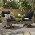 thumbnail image 1 of ELPOSUN Patio Outdoor Swivel Chair Set, 3 Pieces Wicker Patio Bistro Furniture Set with Side Table for Garden, Backyard, porch,Black, 1 of 7