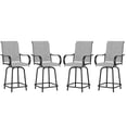 thumbnail image 1 of ELPOSUN Patio Swivel Bar Stools Chair of 4, Outdoor Bar Height Set, All Weather High Back and Armrest Rocking Stools & Bar Chairs for Backyard, Lawn Garden, Balcony and Pool, Grey White, 1 of 6