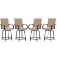 thumbnail image 1 of ELPOSUN Patio Swivel Bar Stools Chair of 4, Outdoor Bar Height Set, All Weather High Back and Armrest Rocking Stools & Bar Chairs for Backyard, Lawn Garden, Balcony and Pool, Brown, 1 of 6