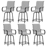ELPOSUN Patio Swivel Bar Stools Chair of 6, Outdoor Bar Height Set, All Weather High Back and Armrest Rocking Stools & Bar Chairs for Backyard, Lawn Garden, Bal