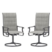 ELPOSUN Patio Swivel Chairs Set of 2, Outdoor Dining Chairs High Back Padded All Weather Breathable Textilene Outdoor Swivel Chairs with Metal Rocking Frame for Lawn Garden Backyard Deck, Light Gray
