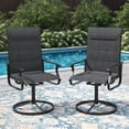 thumbnail image 1 of ELPOSUN Patio Swivel Chairs Set of 2, Outdoor Dining Chairs High Back Padded All Weather Breathable Textilene Outdoor Swivel Chairs with Metal Rocking Frame for Lawn Garden Backyard Deck，Black, 1 of 5