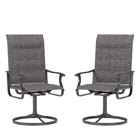 ELPOSUN Patio Swivel Chairs Set of 2, Outdoor Dining Chairs High Back Padded All Weather Breathable Textilene Outdoor Swivel Chairs with Metal Rocking Frame for Lawn Garden Backyard Deck, Dark Gray