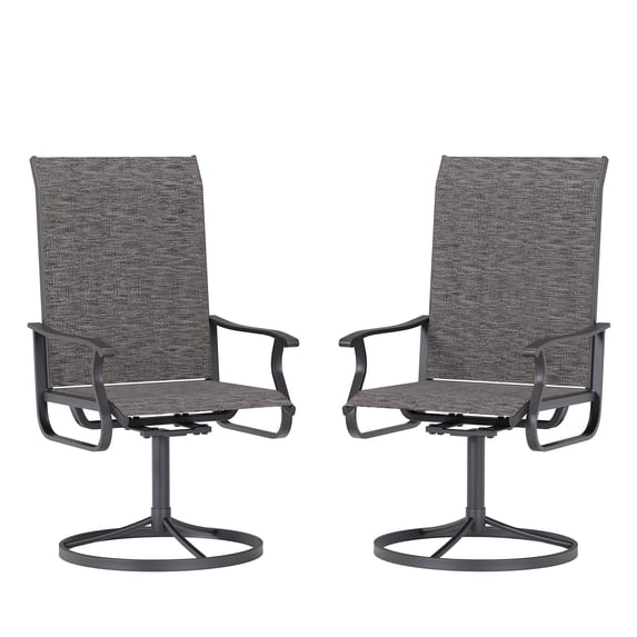 ELPOSUN Patio Swivel Chairs Set of 2, Outdoor Dining Chairs All Weather Breathable Textilene with Metal Rocking Frame for Lawn Garden Backyard Deck, Dark Gray