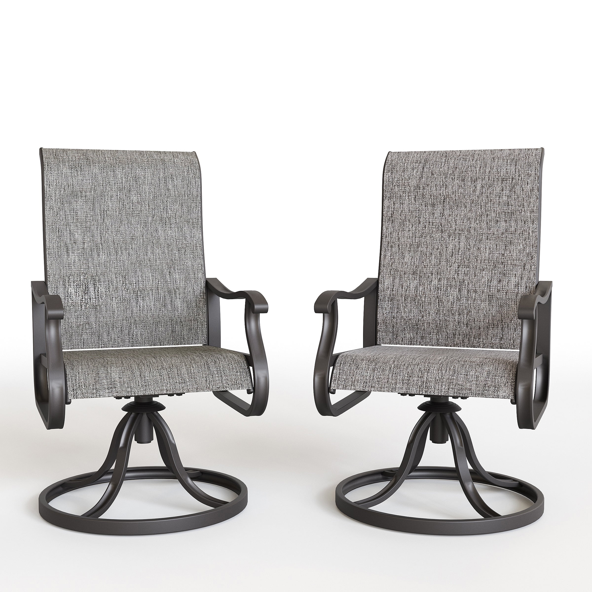 ELPOSUN Patio Swivel Chairs Set of 2, Outdoor Dining Chairs High Back All Weather Breathable Textilene with Metal Rocking Frame for Lawn Garden Backyard Deck, Dark Gray - Walmart.com