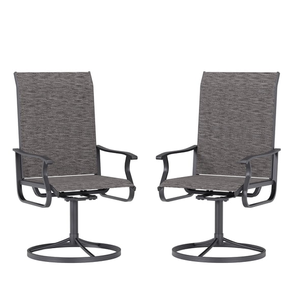 ELPOSUN Patio Swivel Chairs Set of 2, Outdoor Dining Chairs High Back All Weather Breathable Textilene with Metal Rocking Frame for Lawn Garden Backyard Deck, Dark Gray