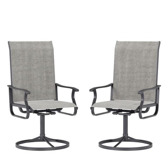 ELPOSUN Patio Swivel Chairs Set of 2, Outdoor Dining Chairs High Back All Weather Breathable Textilene Outdoor Swivel Chairs with Metal Rocking Frame for Lawn Garden Backyard Deck, Light Gray