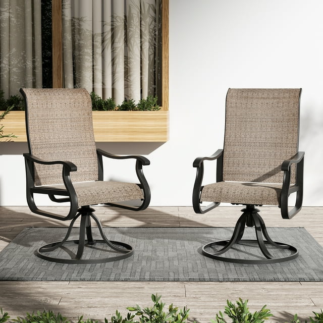 ELPOSUN Patio Swivel Chairs Set of 2, Outdoor Dining Chairs High Back