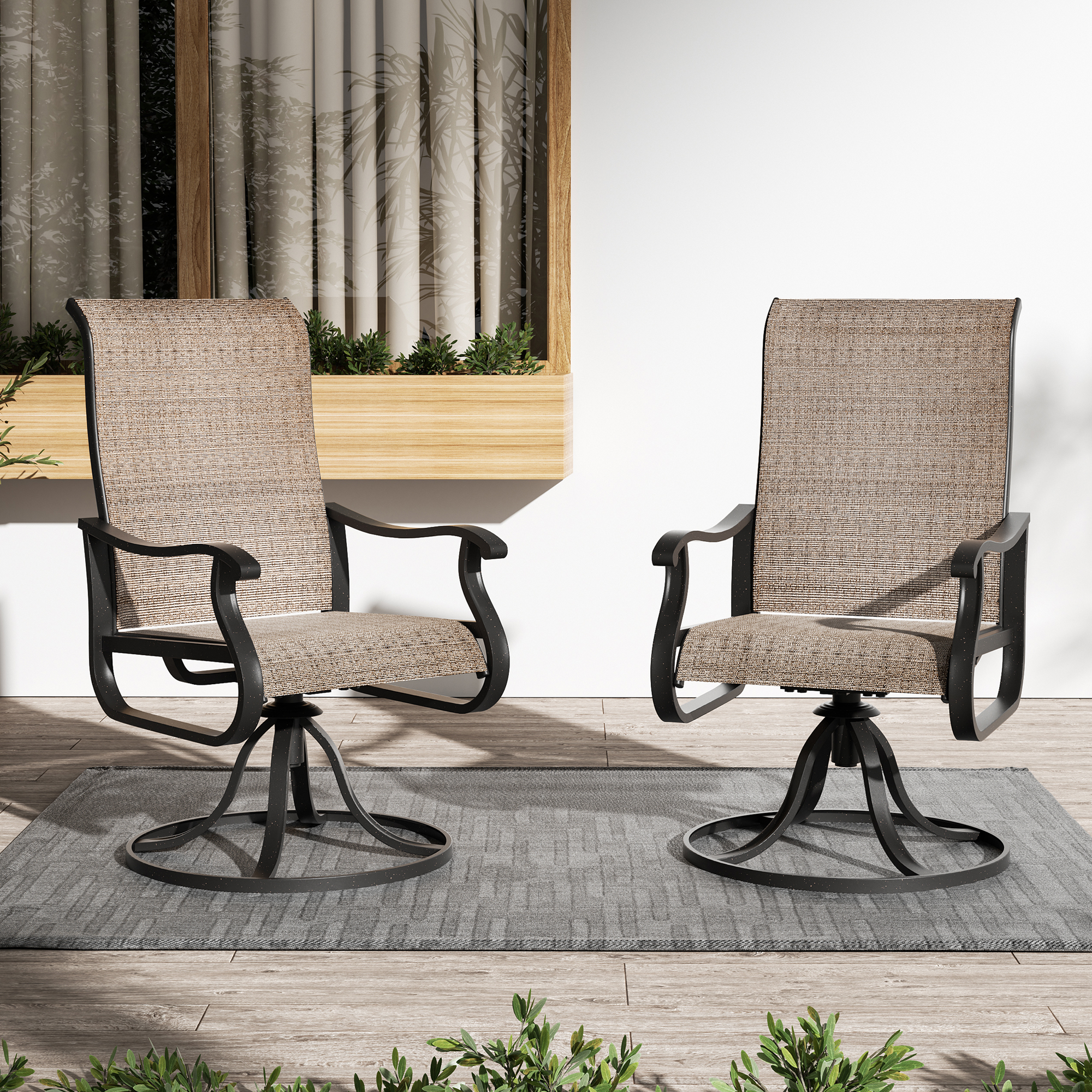 ELPOSUN Patio Swivel Chairs Set Of 2 Outdoor Dining Chairs High Back ELPOSUN Patio Swivel Chairs Set Of 2 Outdoor Dining Chairs High Back