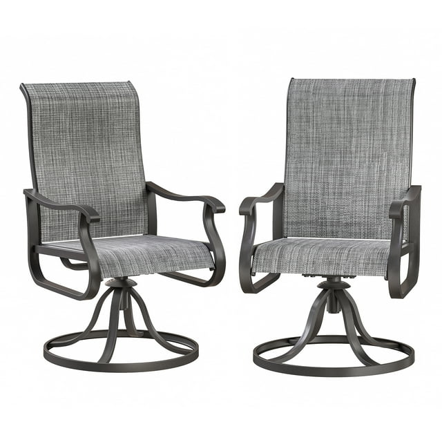 ELPOSUN 2Piece Patio Swivel Chairs, High Back, AllWeather, Metal