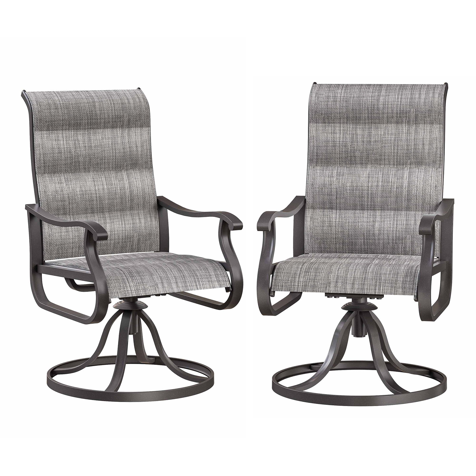 Techmilly Patio Swivel Chairs Set of 2, Outdoor Dining Chairs High Back ...