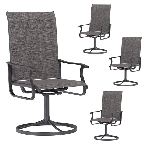 ELPOSUN Patio Swivel Chairs Set of 4, Outdoor Dining Chairs High Back All Weather Breathable Textilene Outdoor Swivel Chairs with Metal Rocking Frame for Lawn Garden Backyard Deck, Dark Gray