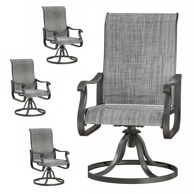 ELPOSUN Patio Swivel Chairs Set of 4, Outdoor Dining Chairs High Back