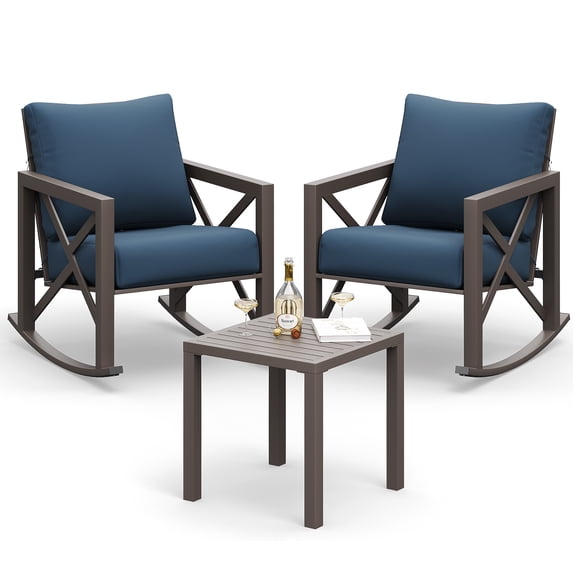 ELPOSUN Rocking Bistro Set, 3 Piece Outdoor Patio Furniture Set with 2 ...