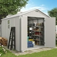thumbnail image 1 of ELPOSUN Storage Shed 8 x 10 FT, Resin Outdoor Garden Sheds with Floor Plastic Patio Outdoor Storage with Lockable Door for Tool, Bike,Sandstone, 1 of 8