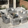 thumbnail image 1 of ELPOSUN Wicker Patio Furniture Set, 8 Piece Outdoor Sectional Conversation Sets, Gray PE Rattan Patio Sofa Set for Balcony, Porch, Backyard, Grey, 1 of 6