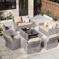thumbnail image 1 of ELPOSUN Wicker Patio Furniture Set, 8 Piece Outdoor Sectional Conversation Sets, Gray PE Rattan Patio Sofa Set for Balcony, Porch, Backyard, Khaki, 1 of 6