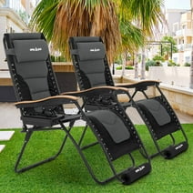 ELPOSUN Zero Gravity Chair Set of 2 XL 30In Oversized Outdoor Anti Gravity Chairs Patio Lounge Folding Adjustable Chair with Cup Holder Foot Pad & Padded Headrest, Support 500lbs