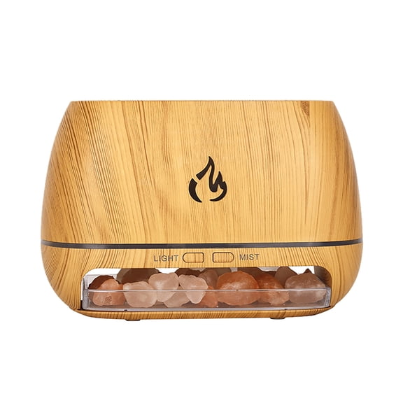 ELQCSG 200ml Salt Stone Flame Atomizing Humidifier - Mini Portable Wood Grain Essential Oil Humidifying Aromatherapy Machine B