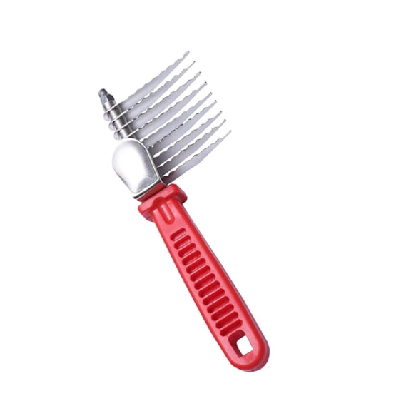 ELQCSG Undercoat Rake Comb for Dogs and Cats with 2.56-Inch Long Stainless Steel Safety Blade for Removing Knots, Mats and Tangles Red