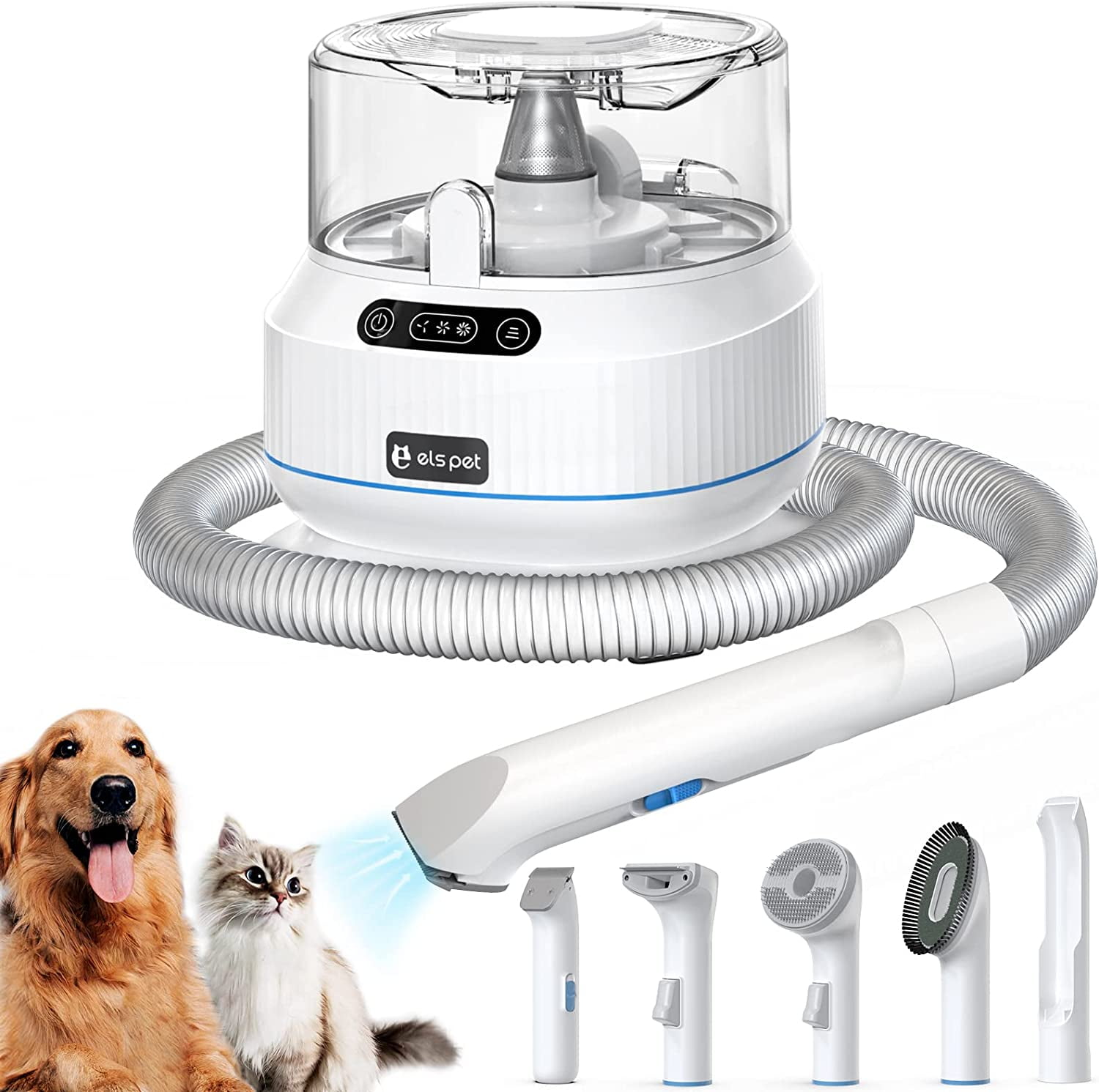 ELS PET Dog Grooming Vacuum Kit: 5-in-1 Pet Hair Clippers with