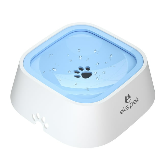 ELS PET Dog Water Bowl 35oz Dog Water Dispenser No-Spill Dog Slow Water Feeder Blue