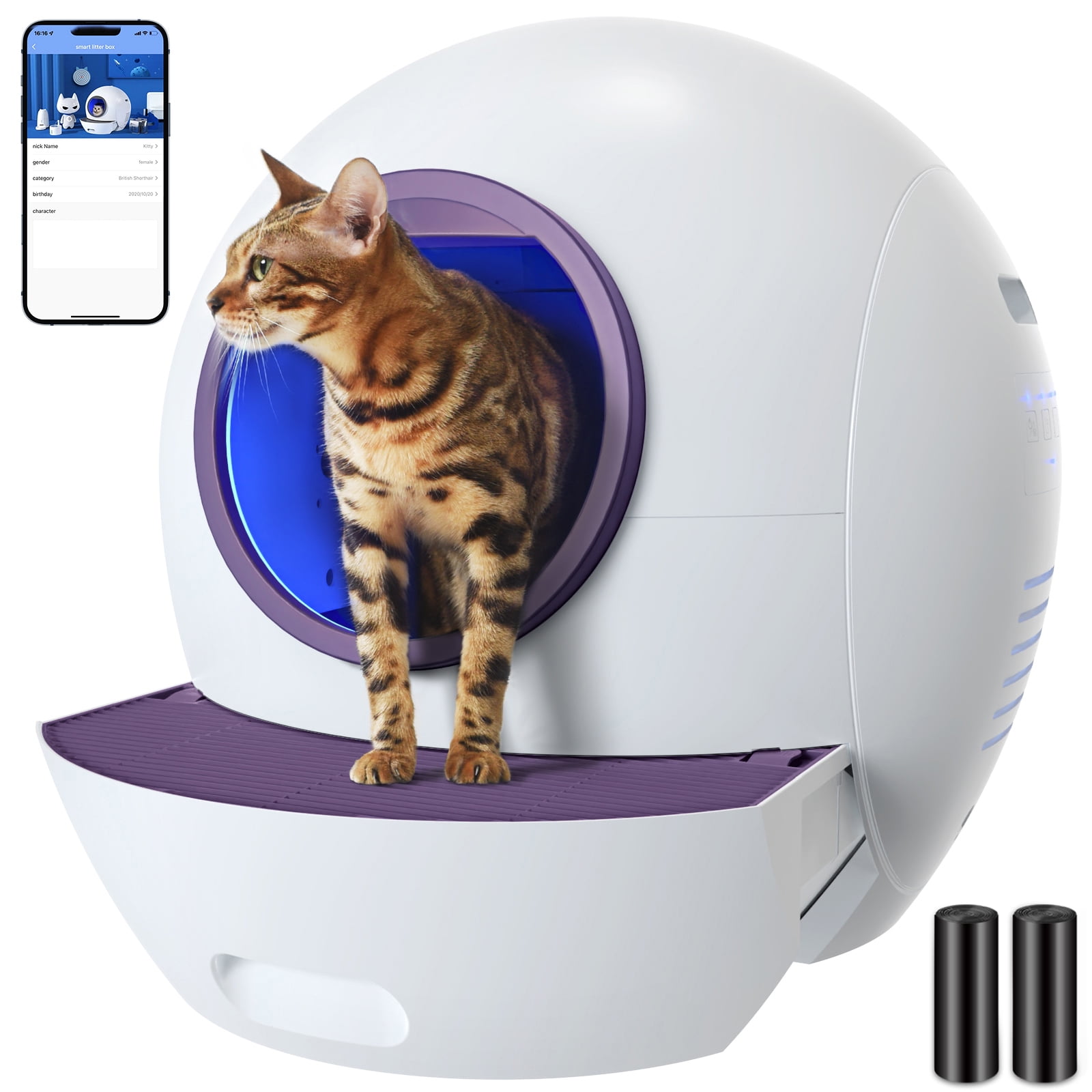 ELS PET Self Cleaning Cat Litter Box, Automatic Cat Litter Box for