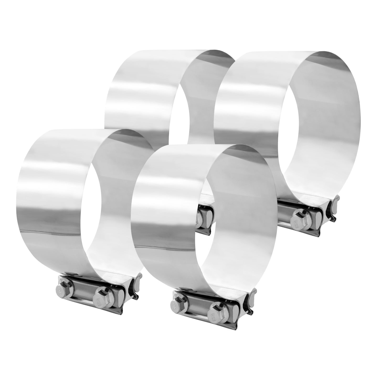 2-Pack 4" Exhaust Clamps - 304 Stainless Steel Butt Joint Band Clamps For Automotive Pipes
