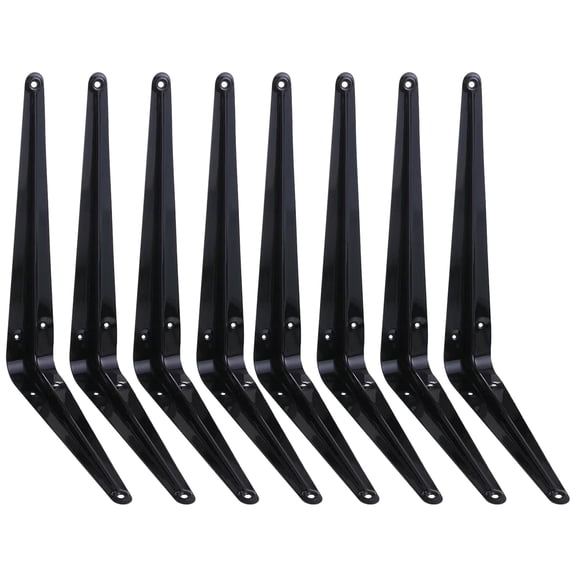 ELSKER&HOME 8 Pack Shelf Brackets 10 Inch, Floating Shelf Bracket for Wood, Black Metal L Bracket for Shelves Support, Wall Mount Corner Brace