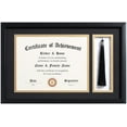 thumbnail image 1 of ELSKER&HOME 11x17 Diploma Frames with Tassel Holder for 8.5x11 Certificate Document Shadow Box, Matte Black Frame, Degree Double Mat, Black with Gold Rim, 1 of 6