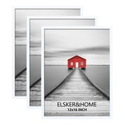 ELSKER&HOME 12x16 Poster Frame 3 Pack, White Picture Frame for Horizontal or Vertical Wall Mounting, Sturdy and Scratch-proof