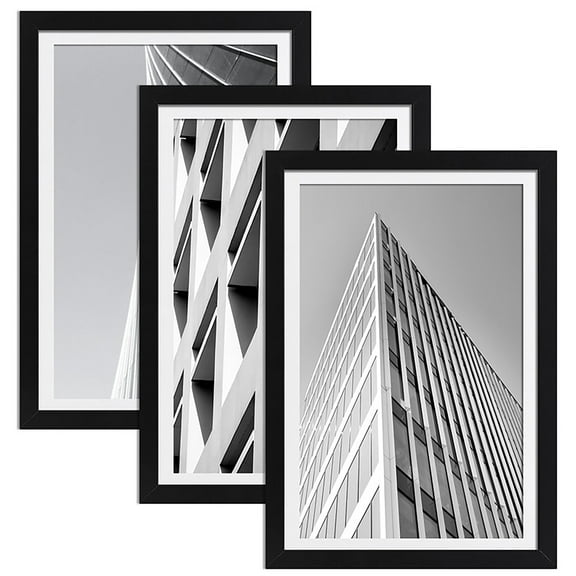 ELSKER&HOME 13x19 Picture Frame Black, 13x19 Frame 3 Pack Display Poster 11x17 with Mat or 13x19 without Mat, Horizontal and Vertical Wall Mounting