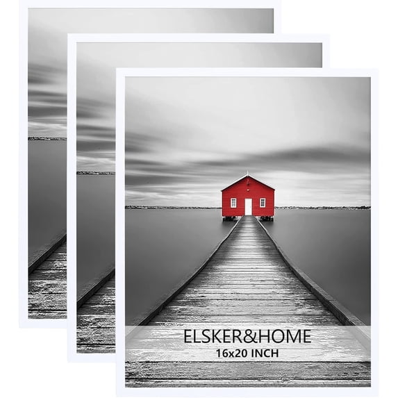 ELSKER&HOME 16x20 Picture Frame-White Gallery Linear Wall Poster Frames-3 Pack