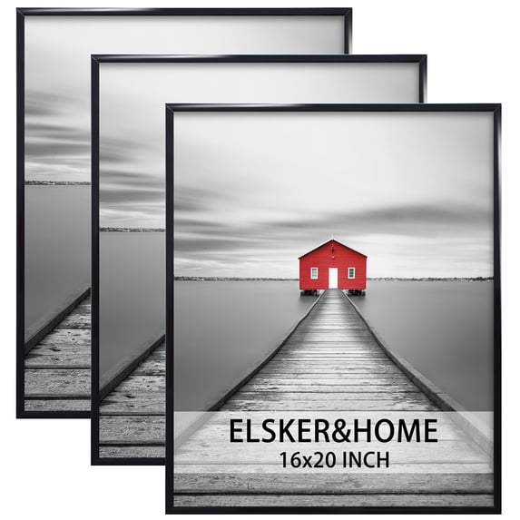 ELSKER&HOME 16x20 Poster Frame 3 Pack, Black Picture Frame for Horizontal or Vertical Wall Mounting
