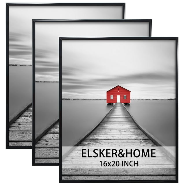 ELSKER&HOME 16x20 Poster Frame 3 Pack, Black Picture Frame for Horizontal or Vertical Wall Mounting