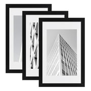 ELSKER&HOME 16x24 Poster Frame 3 pack, Black Picture Frame Display Poster 12 x 18 with Mat or 16 x 24 Without Mat, Horizontal and Vertical Wall Mounting