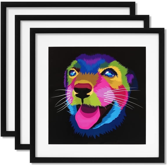 ELSKER&HOME 18x18 Frame Black 3 Pack, 14x14 frame with Mat or 18x18 Photos without Mat Set of 3