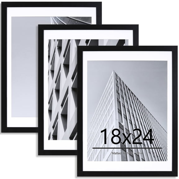 ELSKER&HOME 18x24 Poster Frame Black 3 Pack, Display Pictures 16x20 with Mat or 18x24 Photos without Mat