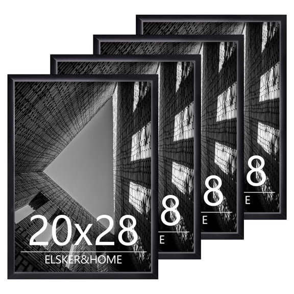ELSKER&HOME 20 x 28 Poster Frame 4 Pack, Black Picture Frame for Horizontal or Vertical Wall Mounting, Multi-Purpose Home Office Decor for 20x28 Photos