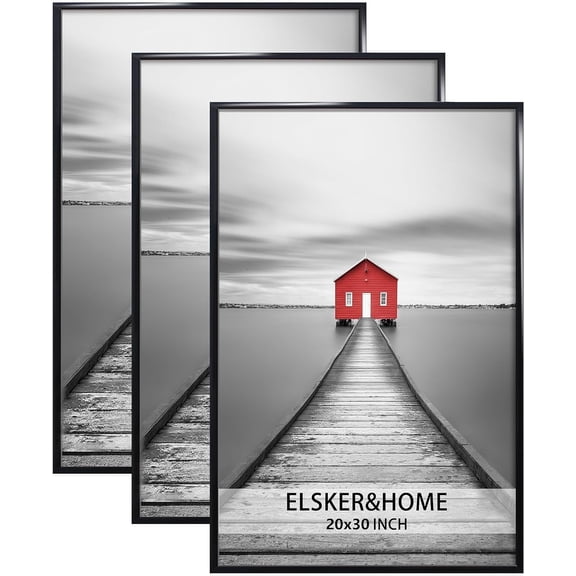 ELSKER&HOME 20x30 Frame 3 Pack, Black 20x30 Poster/Picture Frame for Horizontal or Vertical Wall Mounting